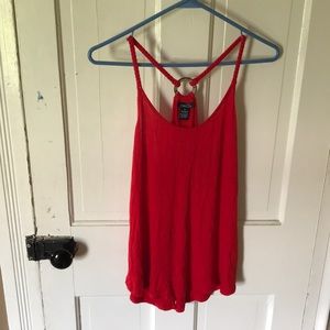Rue21 Red Tank top with wood accessory